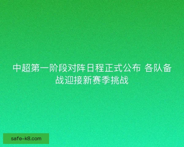 中超第一阶段对阵日程正式公布 各队备战迎接新赛季挑战
